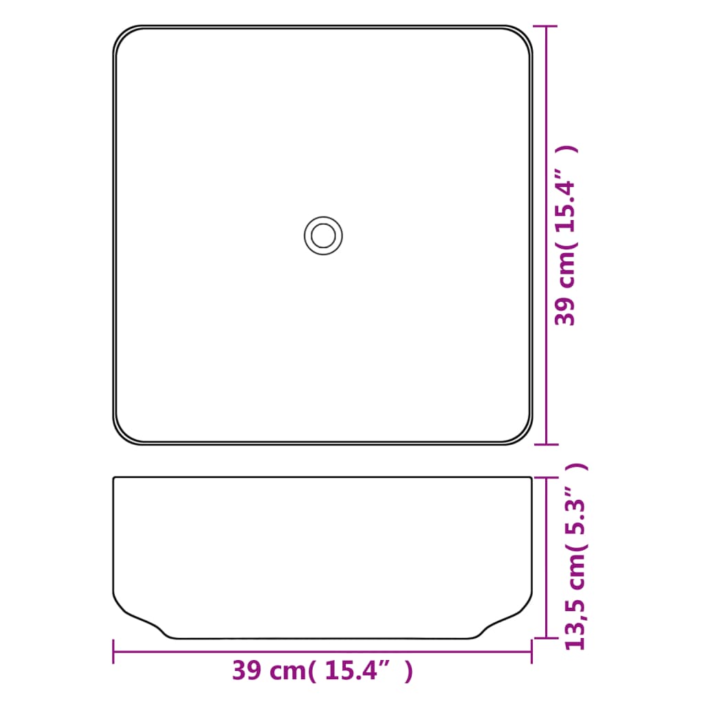 Wastafel Vierkant 39X39X13,5 Cm Keramiek