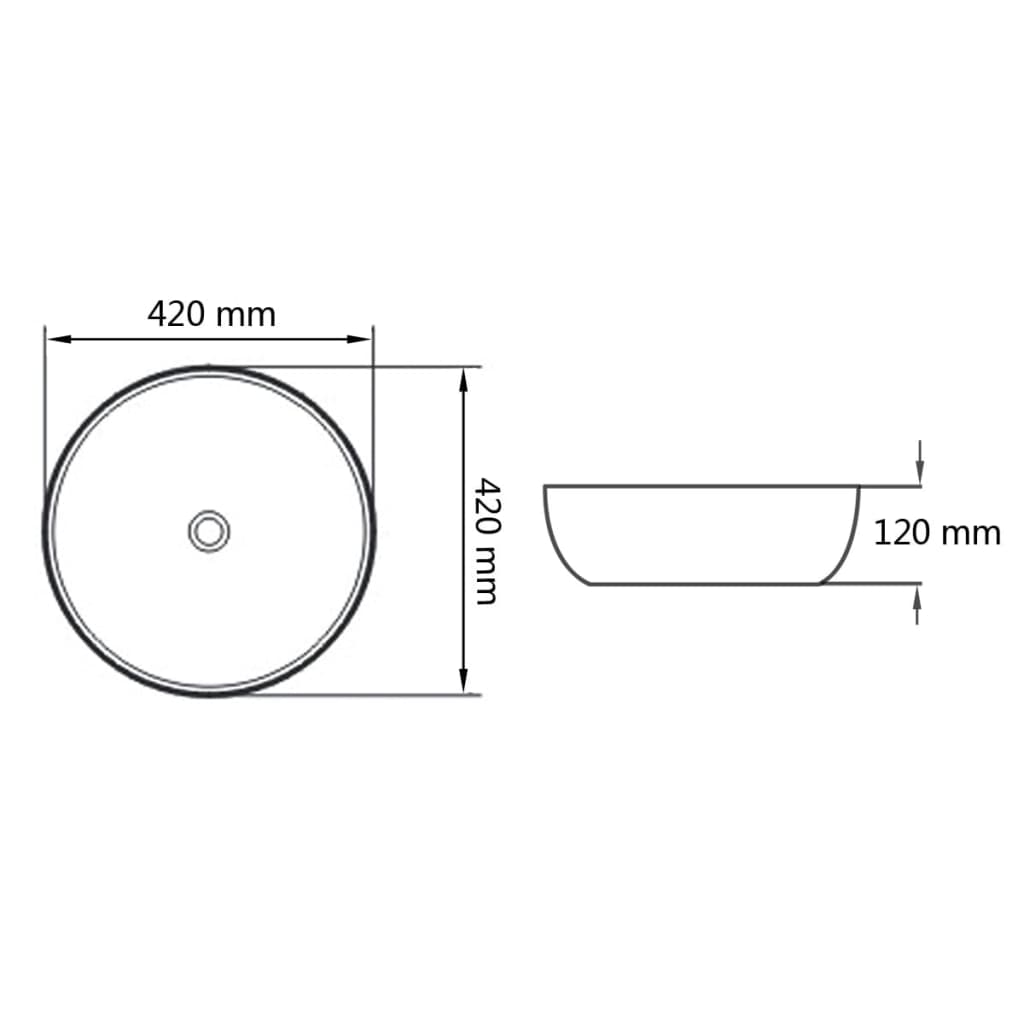 Wastafel Rond 42X12 Cm Keramiek