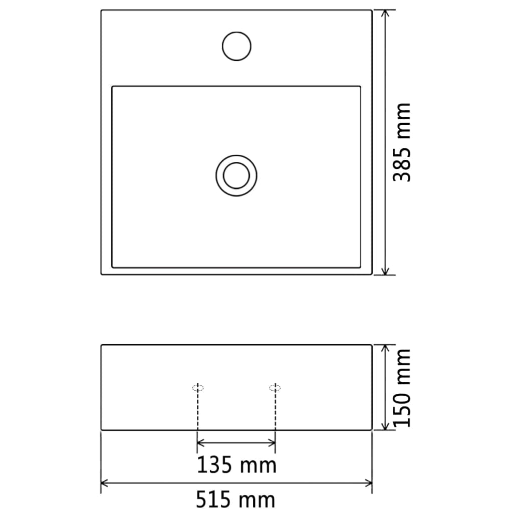 Wastafel Met Kraangat 51,5X38,5X15 Cm Keramiek