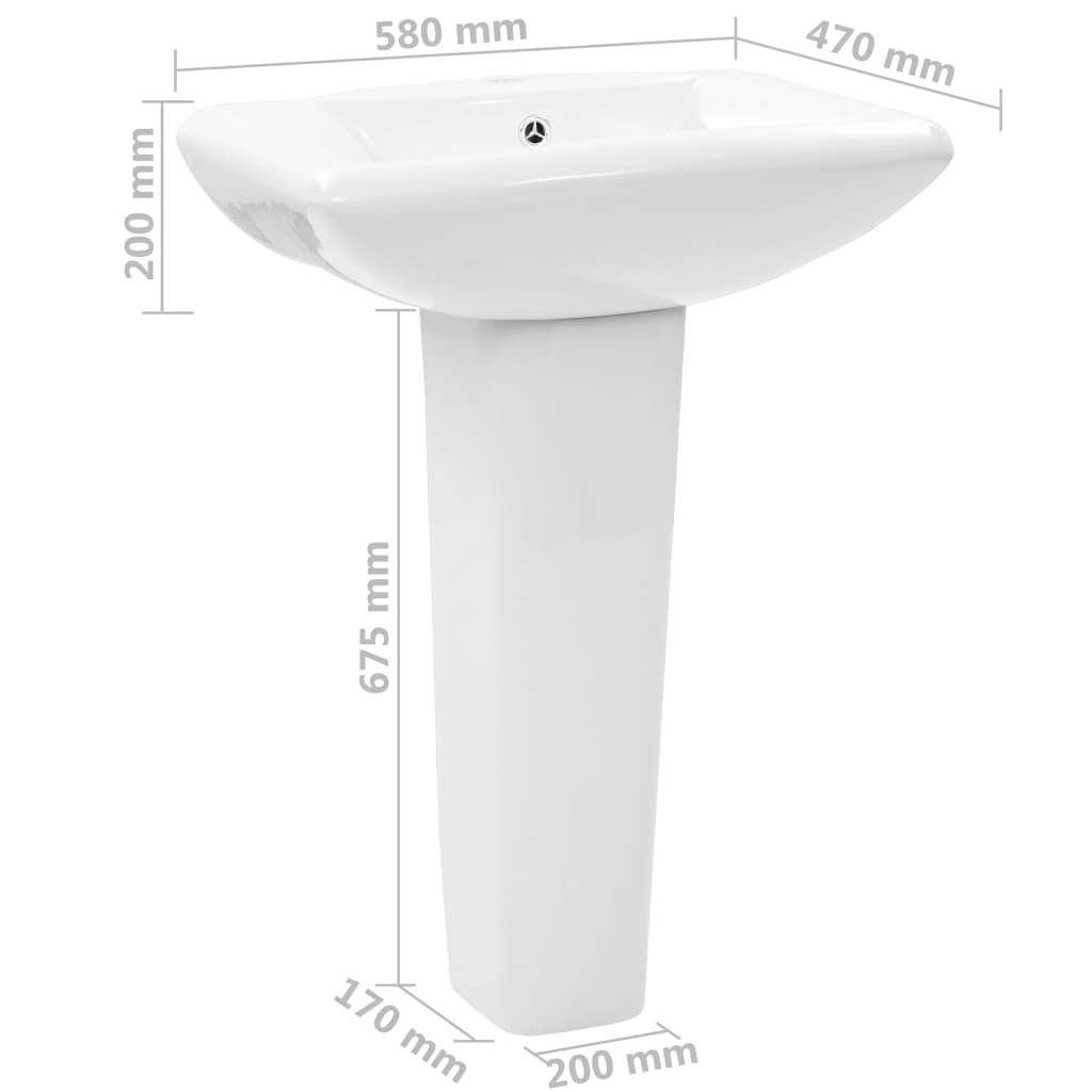 Wastafel Op Voet Vrijstaand 580X470X200 Mm Keramiek Wit