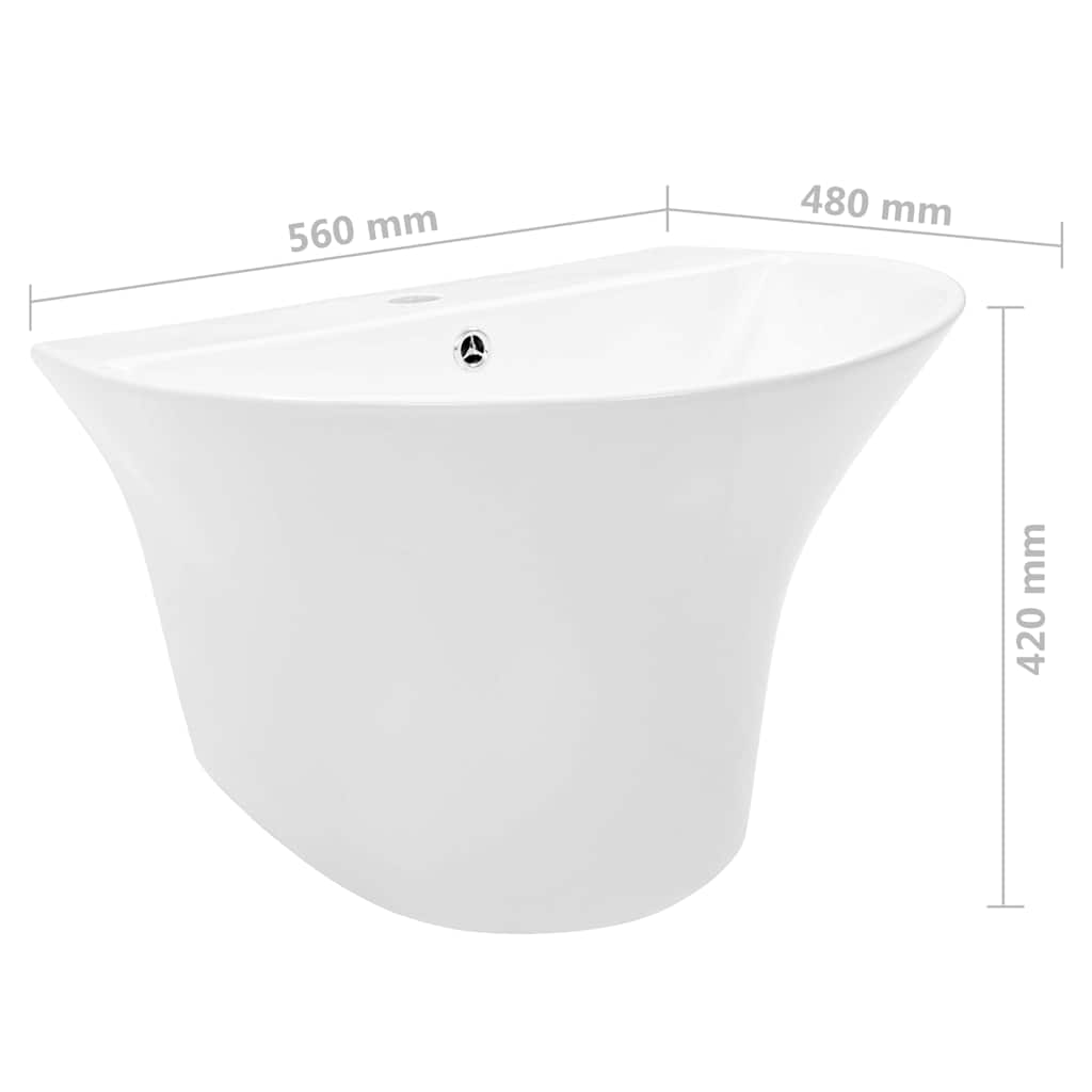 Wasbak Wit 56 X 48 X 42 Cm Geglazuurd Keramiek