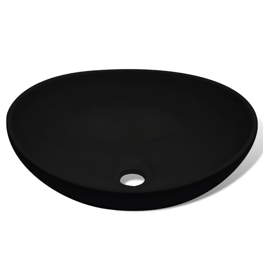 Wastafel Ovaal 40X33 Cm Keramiek Zwart