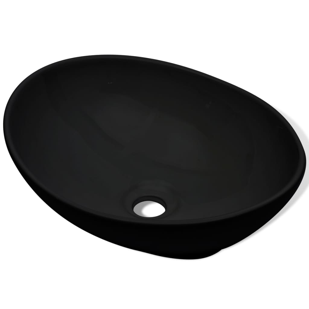 Wastafel Ovaal 40X33 Cm Keramiek Zwart