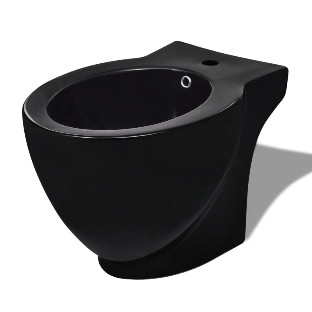 Ronde Staande Keramieken Bidet (Zwart)