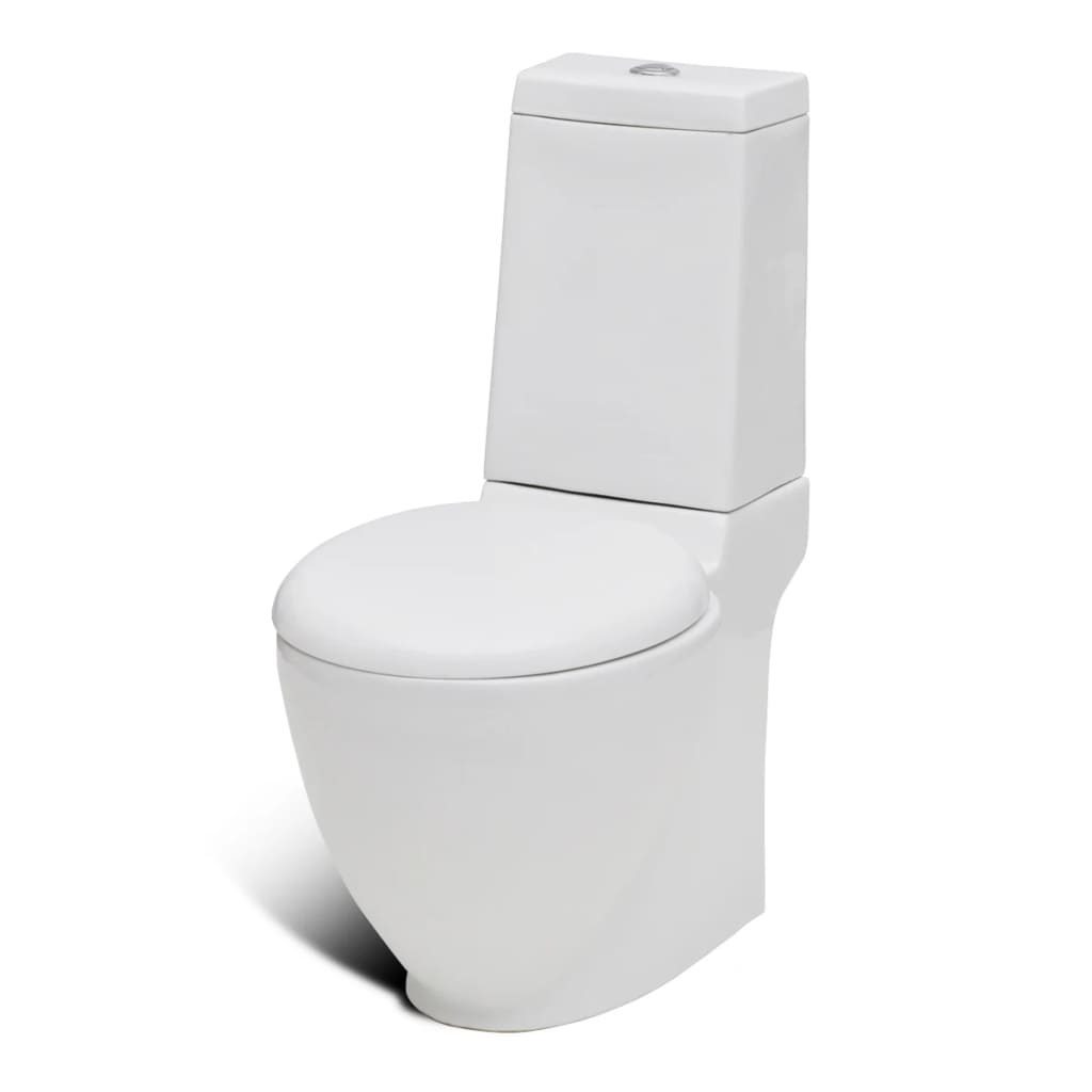 Toilet- En Bidetset Staand Keramiek Wit