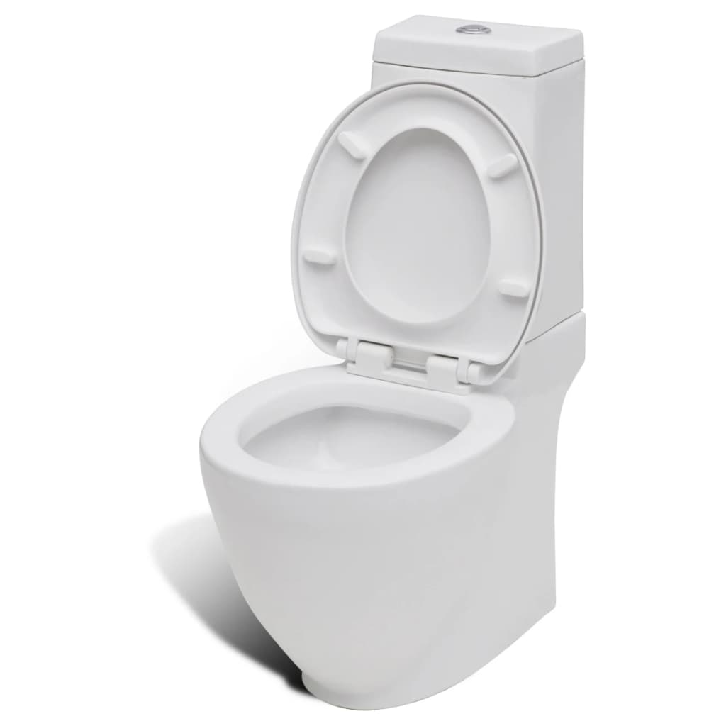 Toilet- En Bidetset Staand Keramiek Wit