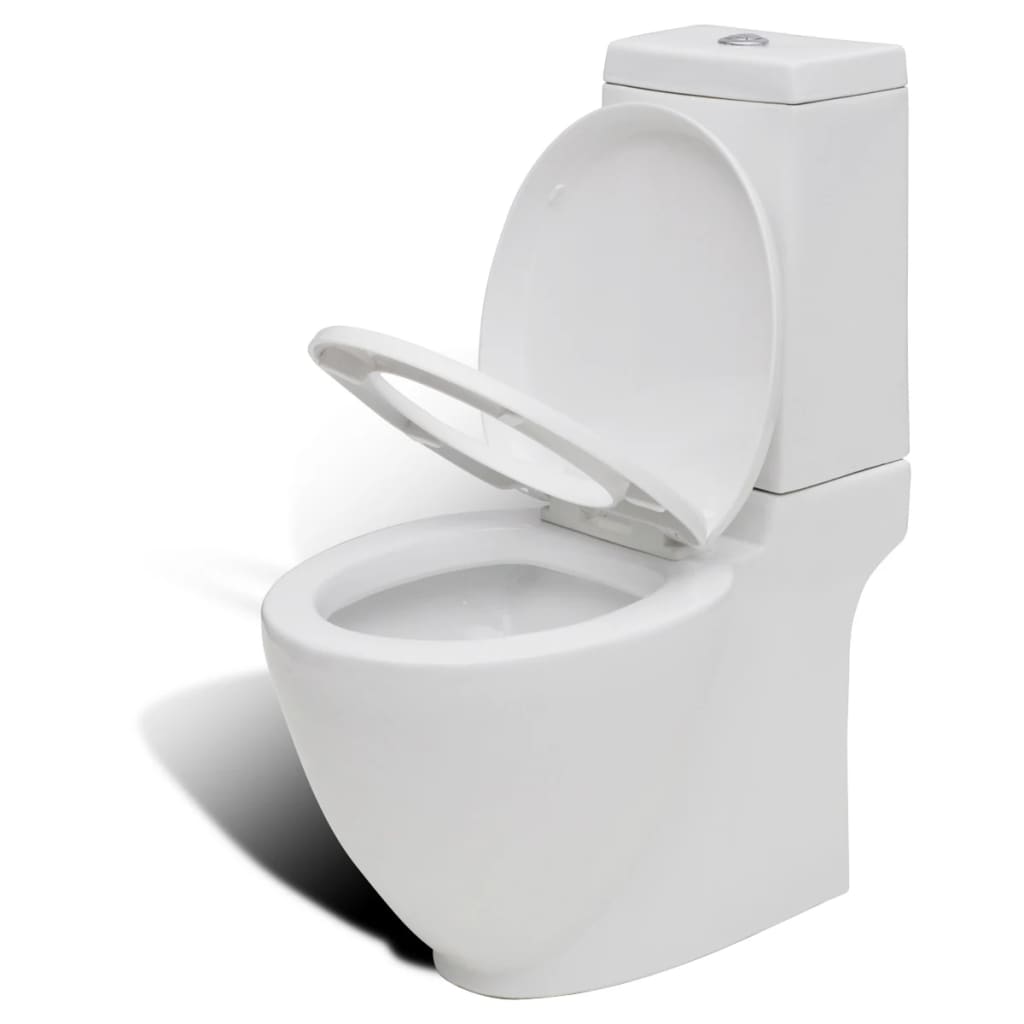 Toilet- En Bidetset Staand Keramiek Wit