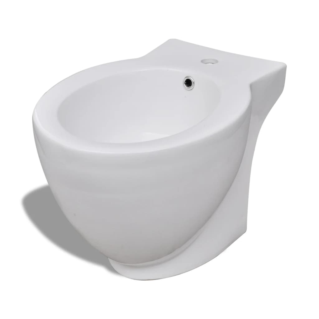 Toilet- En Bidetset Staand Keramiek Wit