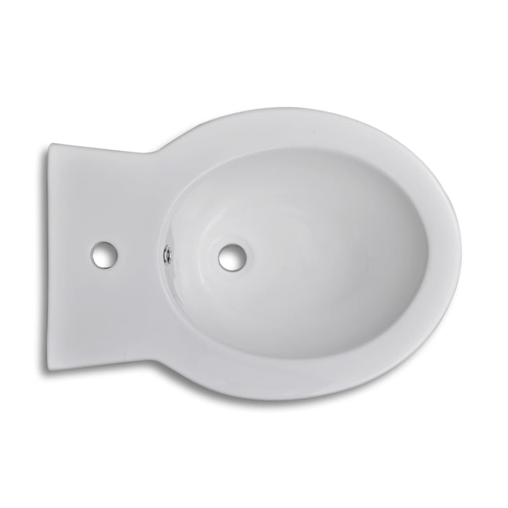 Toilet- En Bidetset Staand Keramiek Wit