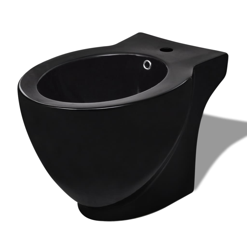 Toilet- En Bidetset Staand Keramiek Zwart