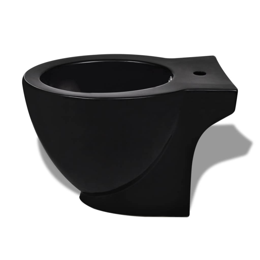 Toilet- En Bidetset Staand Keramiek Zwart