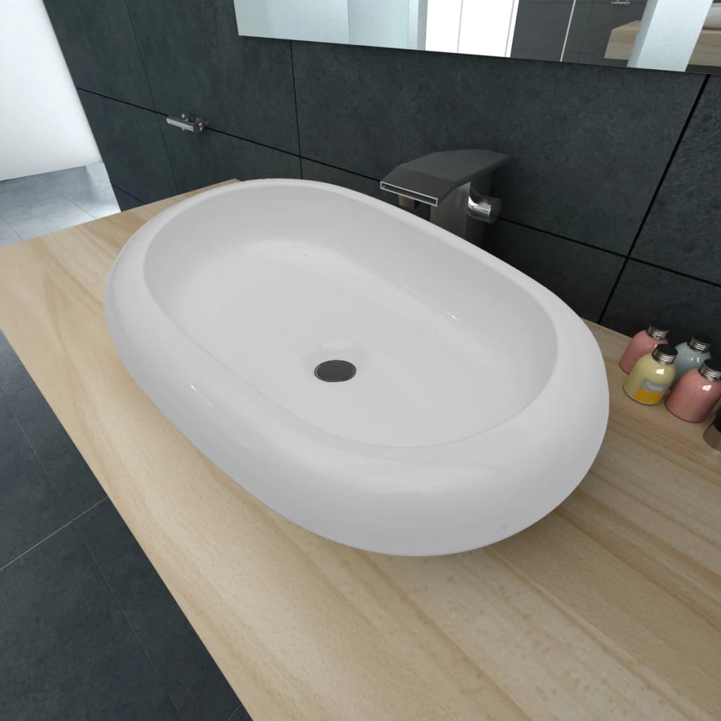 Luxe Keramische Wasbak Ovaal 63 X 42 Cm ()
