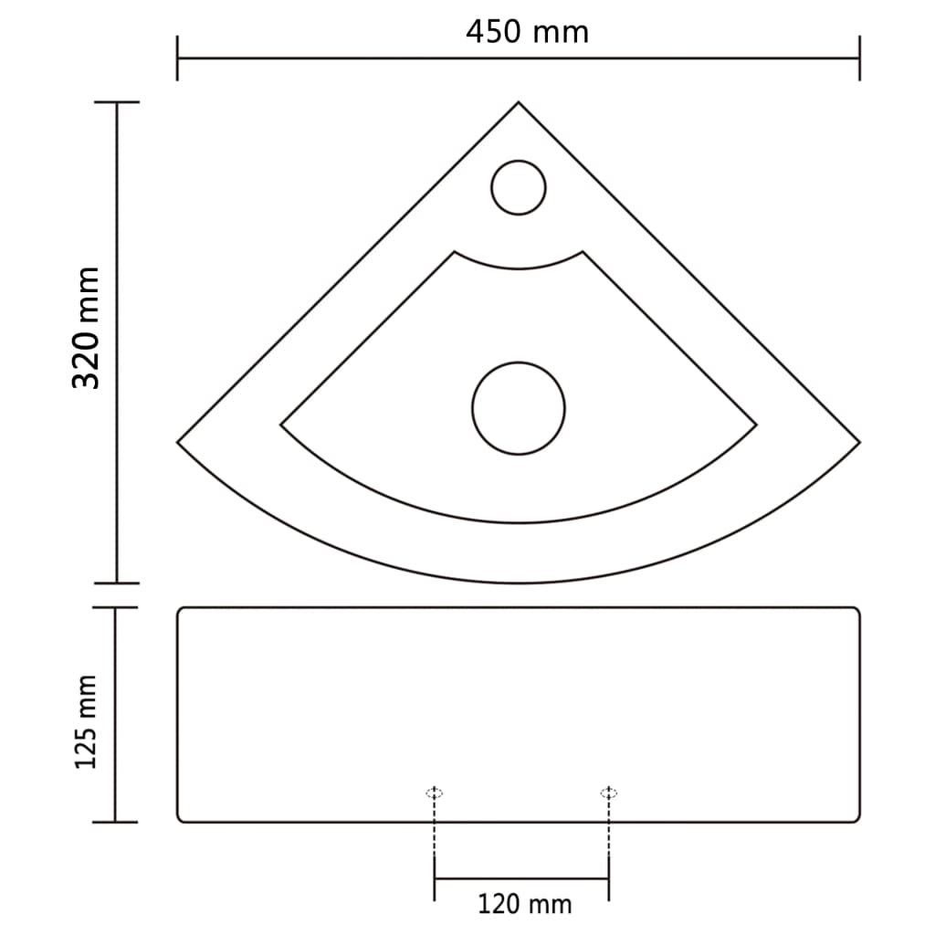 Wastafel Met Overloop 45X32X12,5 Cm