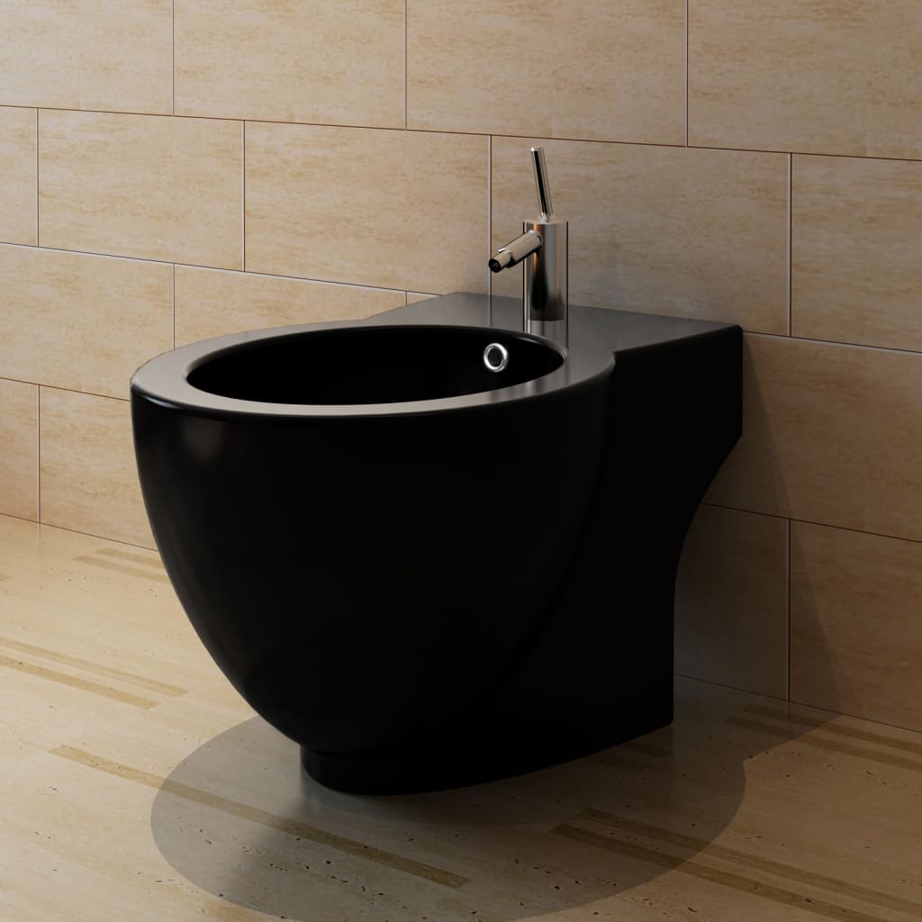 Toilet- En Bidetset Keramiek Zwart