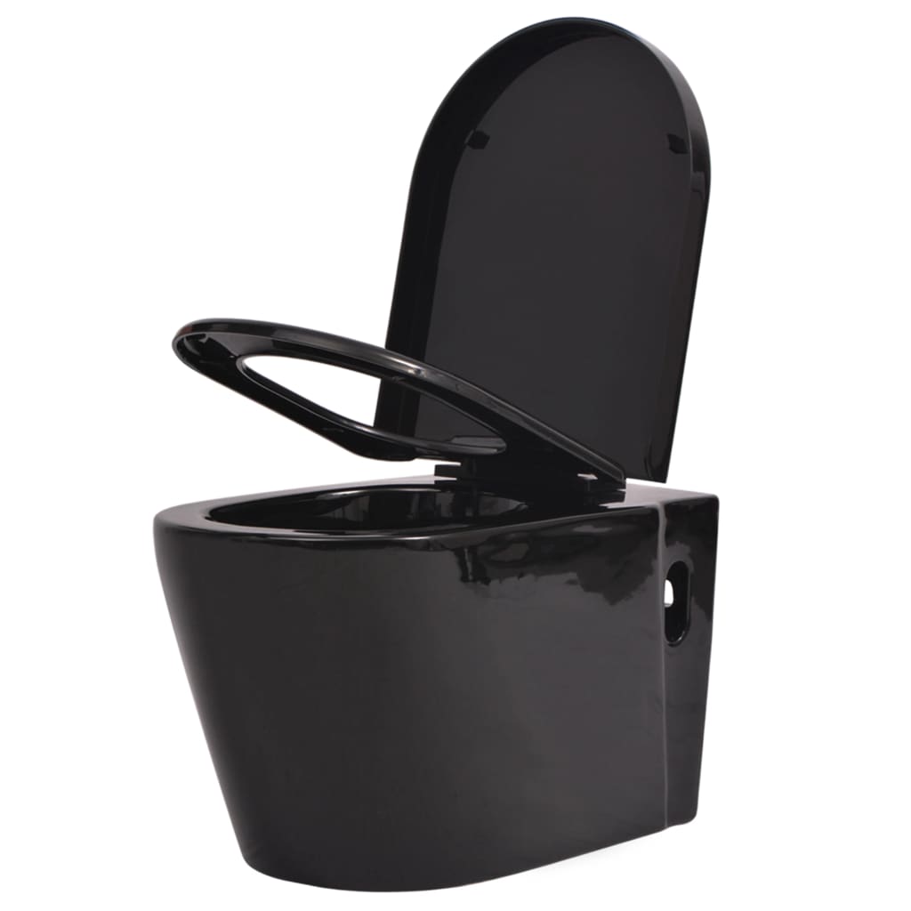 Hangend Toilet Met Verborgen Stortbak Keramiek Zwart