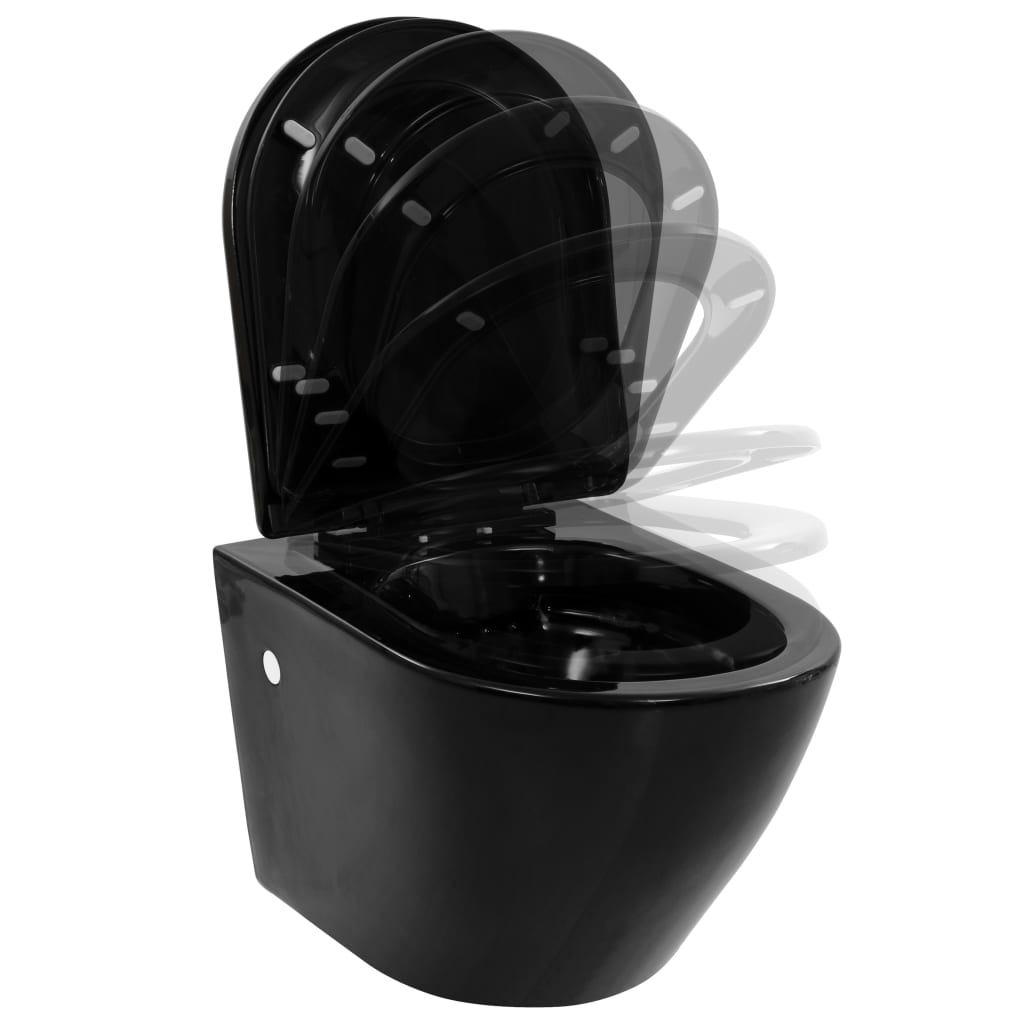 Hangend Toilet Met Verborgen Stortbak Keramiek Zwart