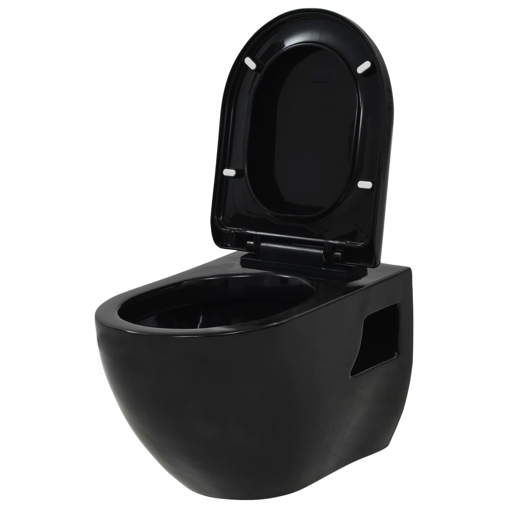 Hangend Toilet Met Verborgen Stortbak Keramiek Zwart
