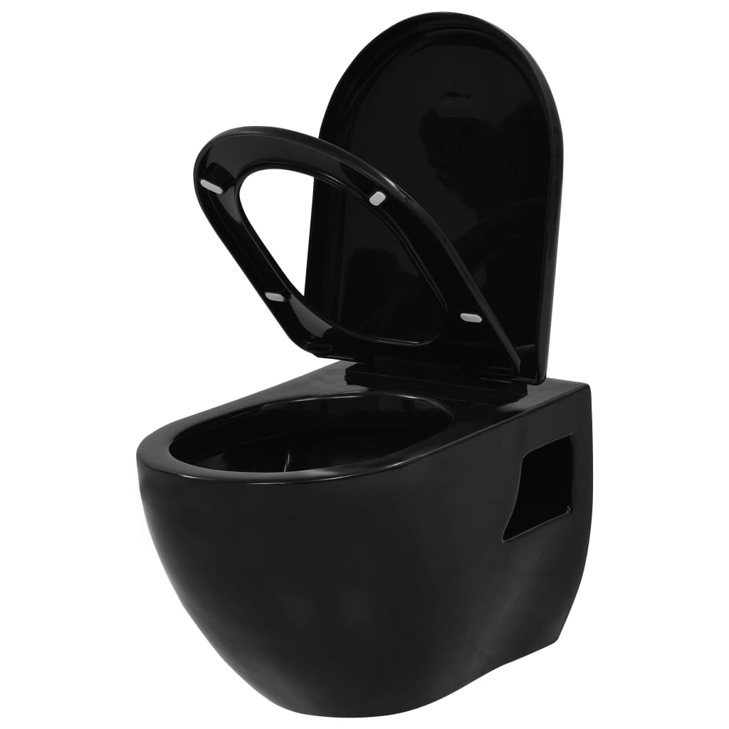 Hangend Toilet Met Verborgen Stortbak Keramiek Zwart