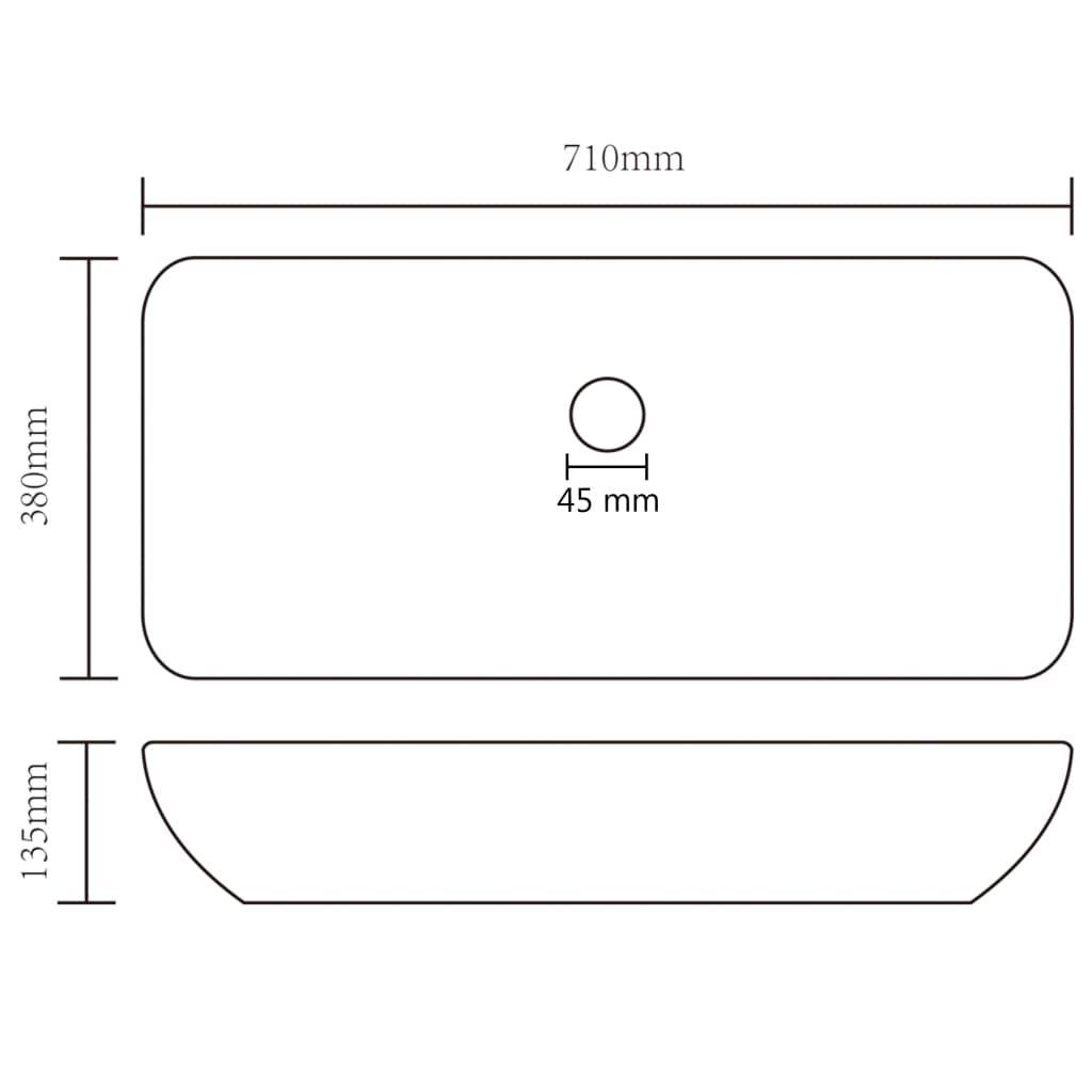 Wastafel Rechthoekig 71X38 Cm Keramiek
