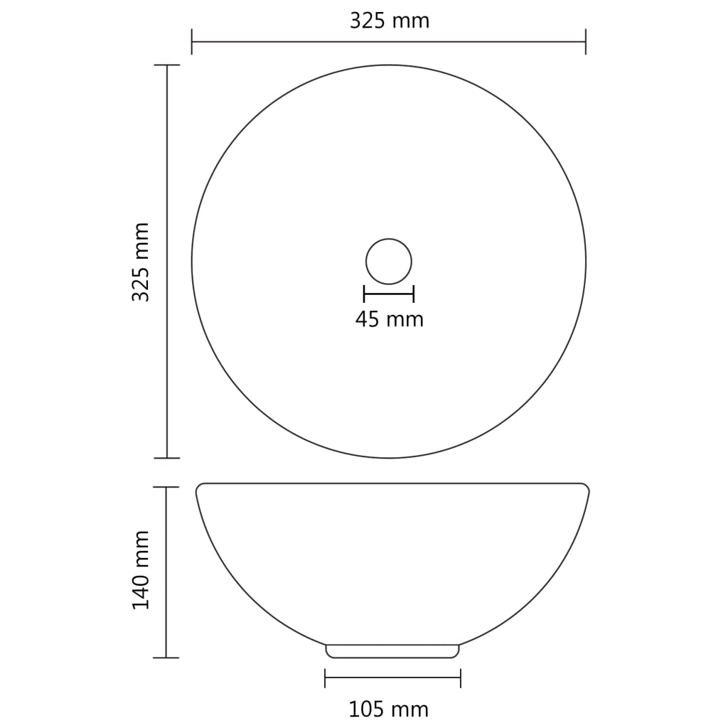Wastafel Rond 32,5X14 Cm Keramiek