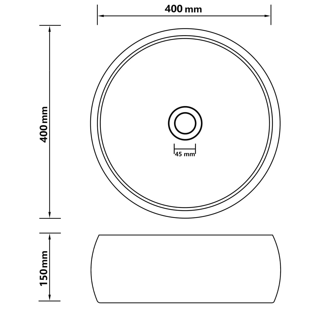 Wastafel Rond 40X15 Cm Keramiek