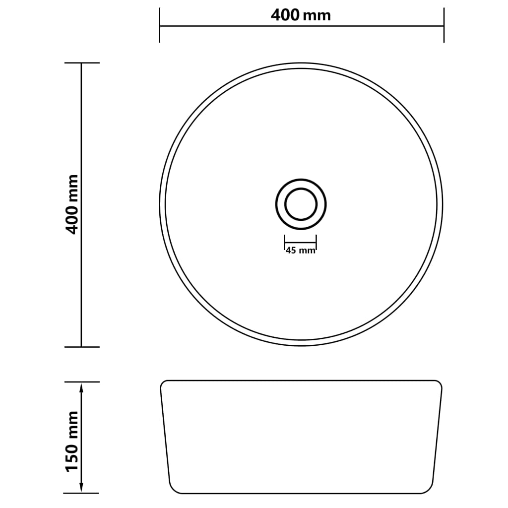 Wastafel Rond 40X15 Cm Keramiek