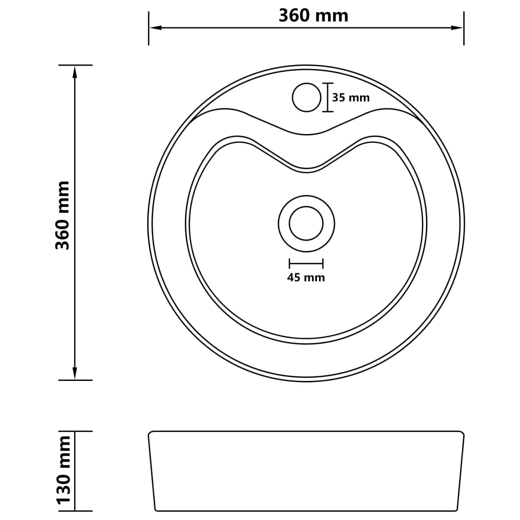 Wastafel Met Overloop 36X13 Cm Keramiek