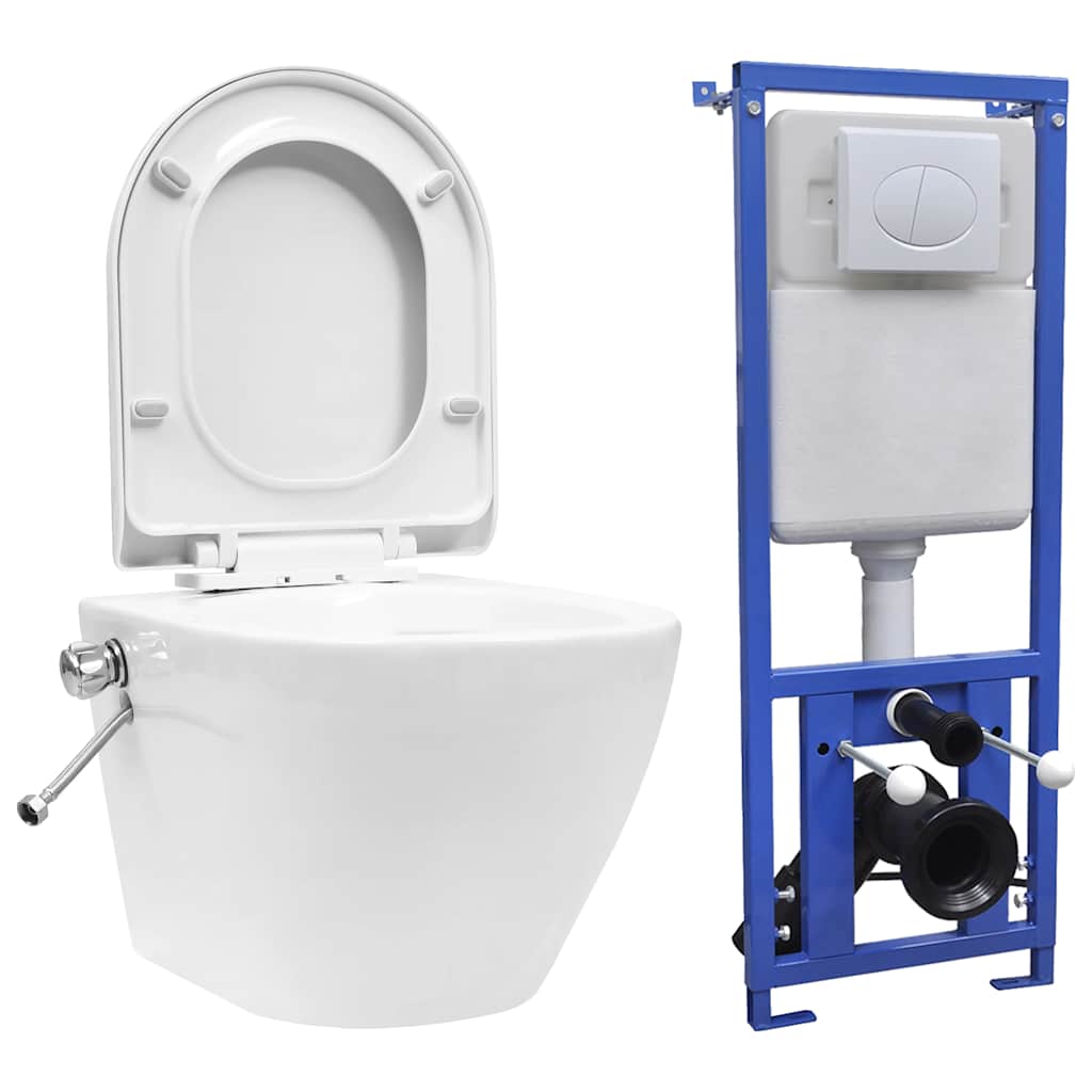 Hangend Toilet Randloos Met Verborgen Stortbak Keramiek