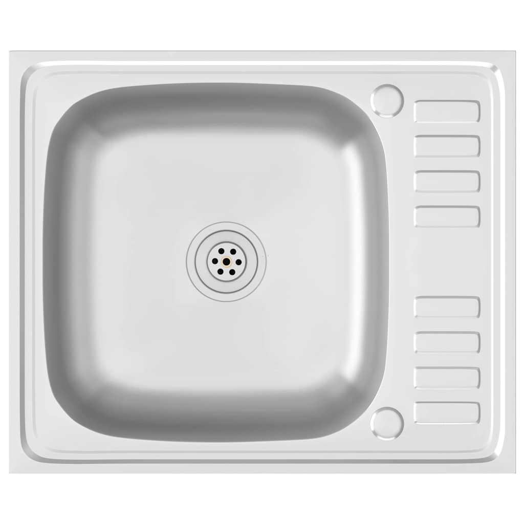 Gootsteen Met Afvoerset 600X500X155 Mm Roestvrij Staal Zilver