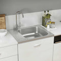 Gootsteen Met Afvoerset 600X500X155 Mm Roestvrij Staal Zilver