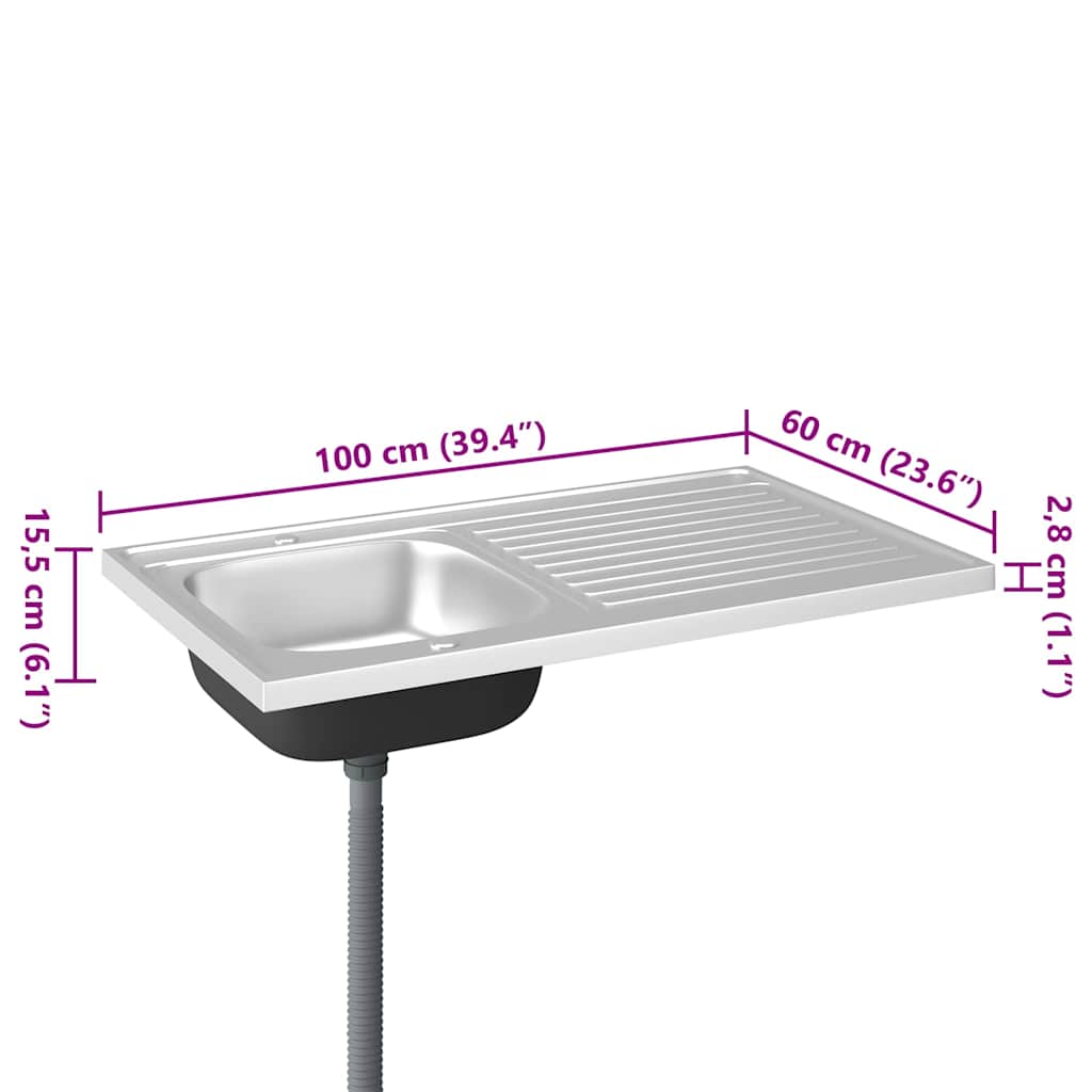 Gootsteen Met Afvoerset Roestvrij Staal Zilver