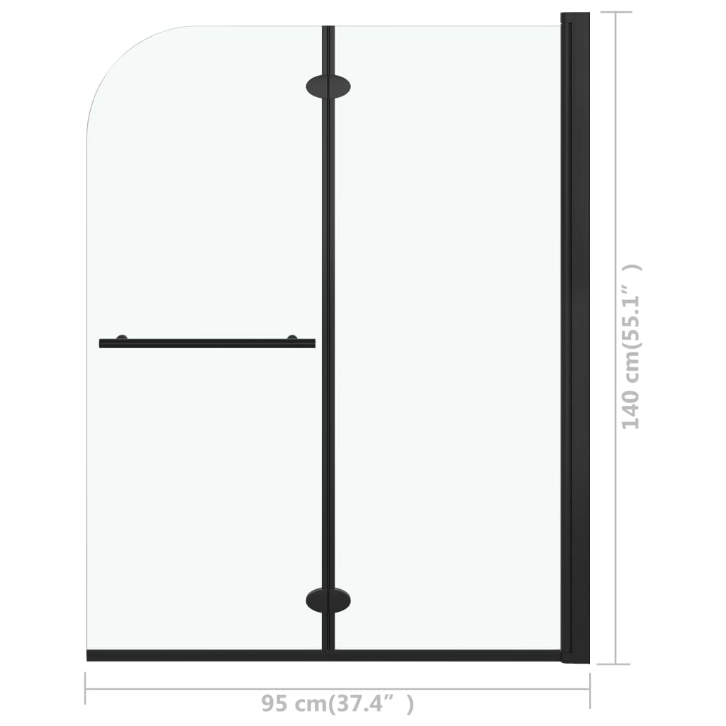 Douchewand Inklapbaar 2 Panelen Esg Zwart