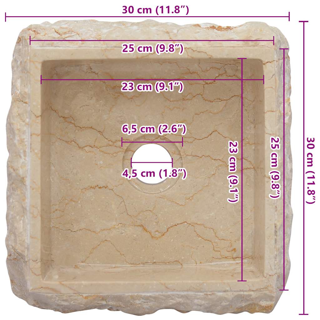 Gootsteen 30X30X13 Cm Marmer Kleurig