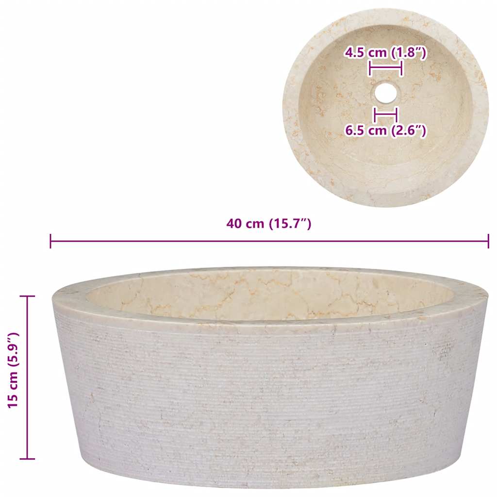 Gootsteen Ø40X15 Cm Marmer Kleurig