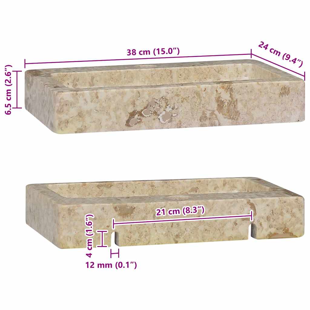 Wastafel Wandgemonteerd 38X24X6,5 Cm Marmer Kleurig