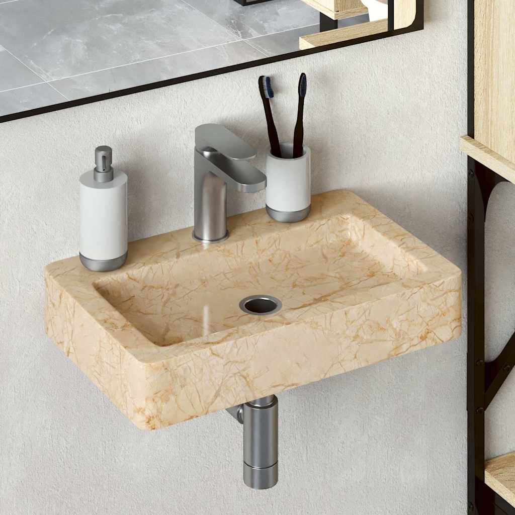 Wastafel Wandgemonteerd 38X24X6,5 Cm Marmer Kleurig