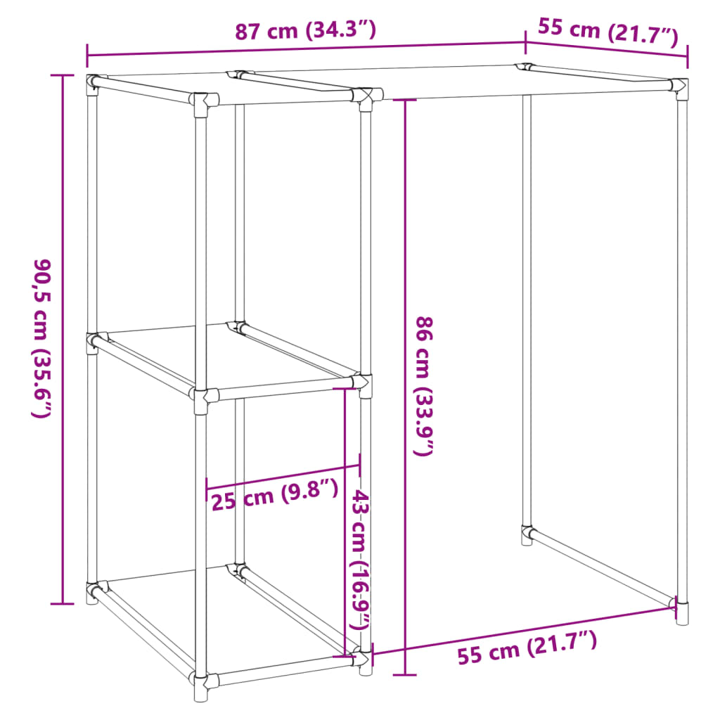 Opbergrek Voor Boven Wasmachine 87X55X90,5 Cm Ijzer