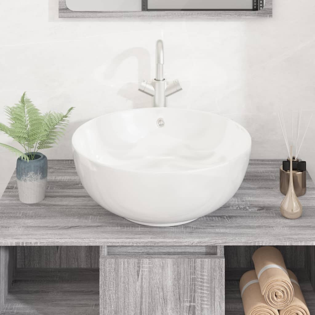 Wasbak 44X17 Cm Rond Keramiek Wit