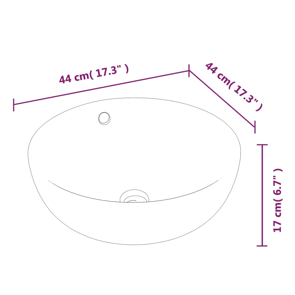 Wasbak 44X17 Cm Rond Keramiek Wit