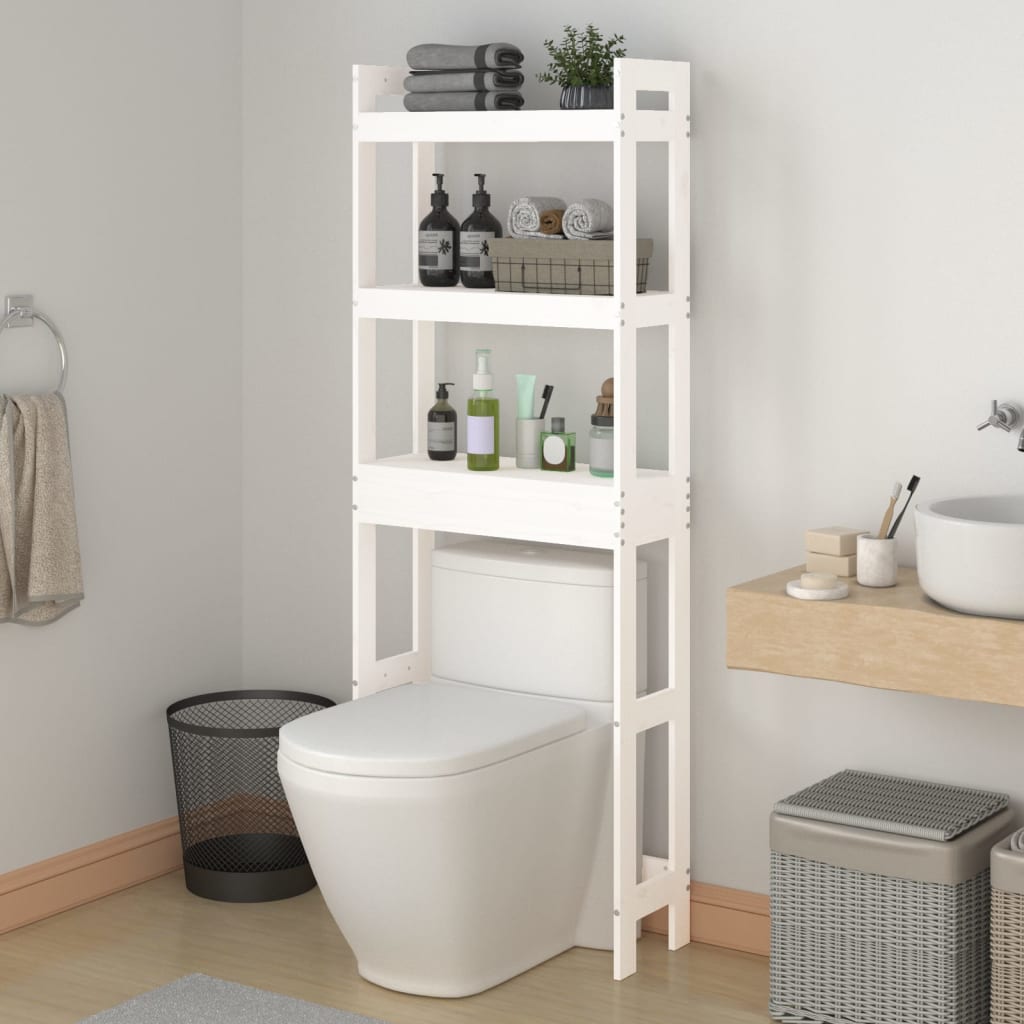 Toiletrek 63X26X171 Cm Massief Grenenhout Wit