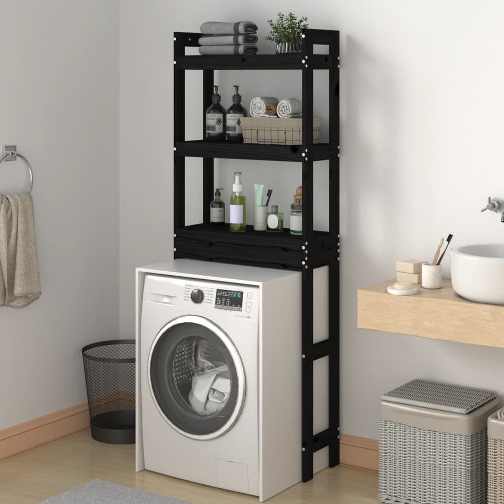 Toiletrek 63X26X171 Cm Massief Grenenhout Zwart