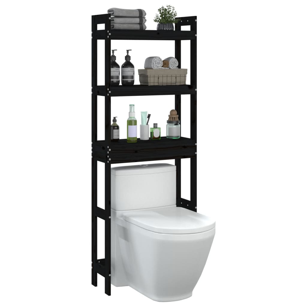 Toiletrek 63X26X171 Cm Massief Grenenhout Zwart