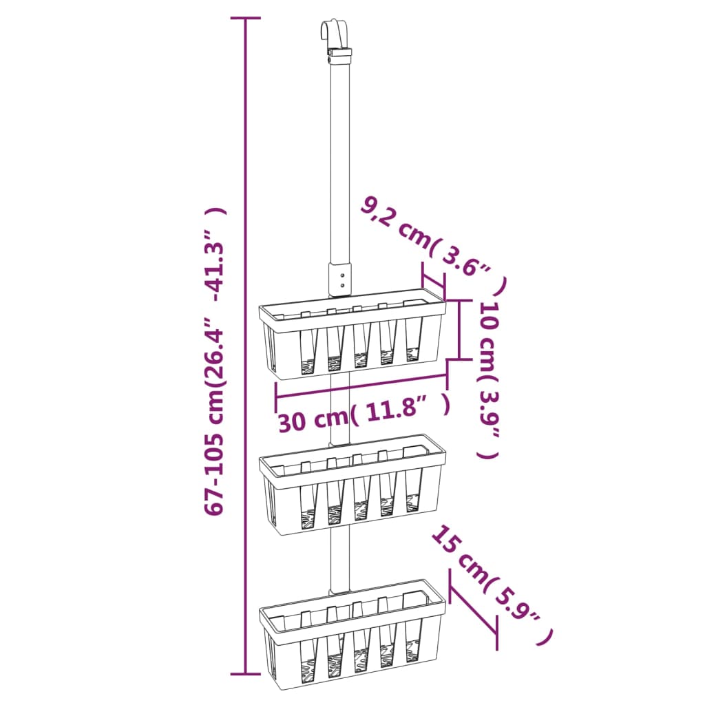 Doucherek 30X15X(67-105) Cm Aluminium
