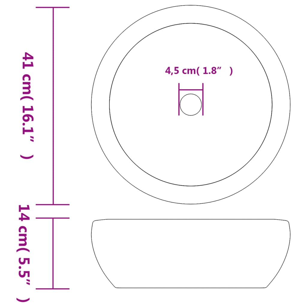 Opzetwasbak Rond Φ41X14 Cm Keramiek