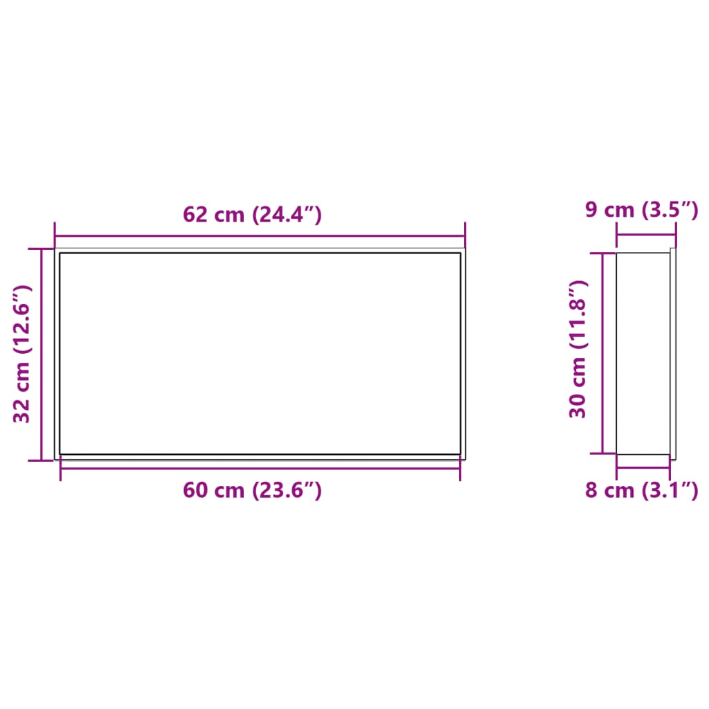 Douchenis 62X32X9 Cm Roestvrijstaal Mat