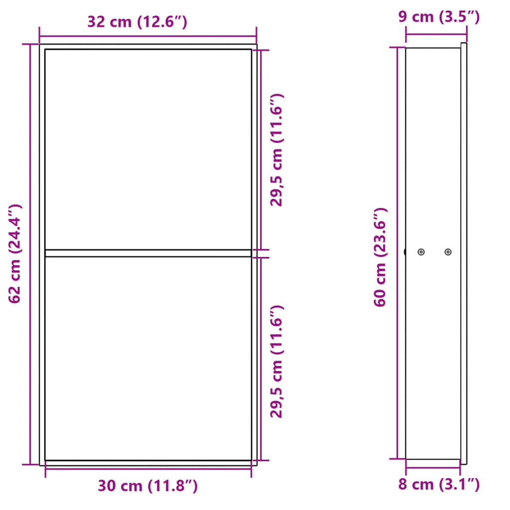 Douchenis 32X62X9 Cm Roestvrijstaal Geborsteld Kleurig