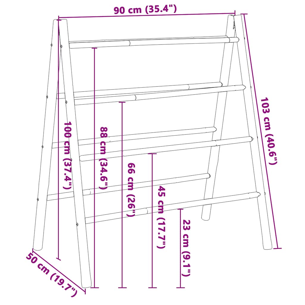 Handdoekladder Met 4 Sporten Bamboe