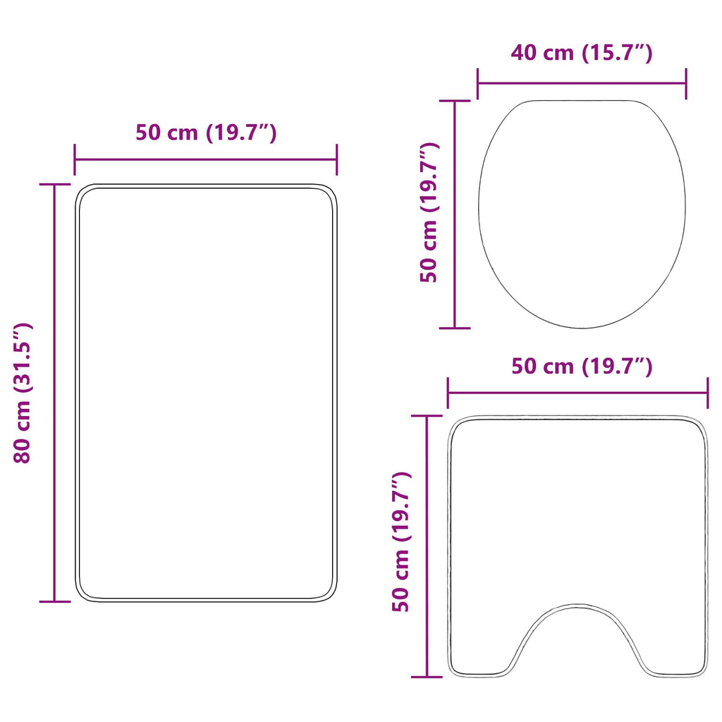 Antislip Badmat Set 3 St 50 X 80 Cm Pp