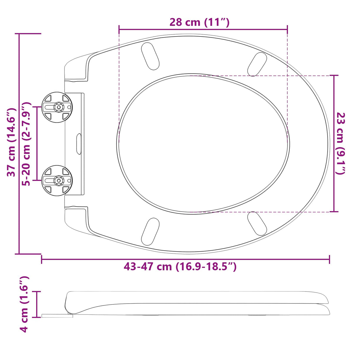 Toiletzitting 47 X 37 X 4 Cm Duroplast
