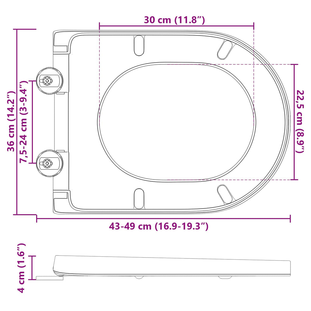 Toiletzitting 49 X 36 X 4 Cm Duroplast